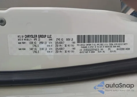 2013 Dodge Grand Caravan Crew from USA, damaged, VIN 2C4RDGDG2DR746618